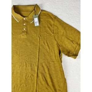 Goodfellow Co Mens 5XL Mustard Yellow Textured Polo Shirt Short Sleeve